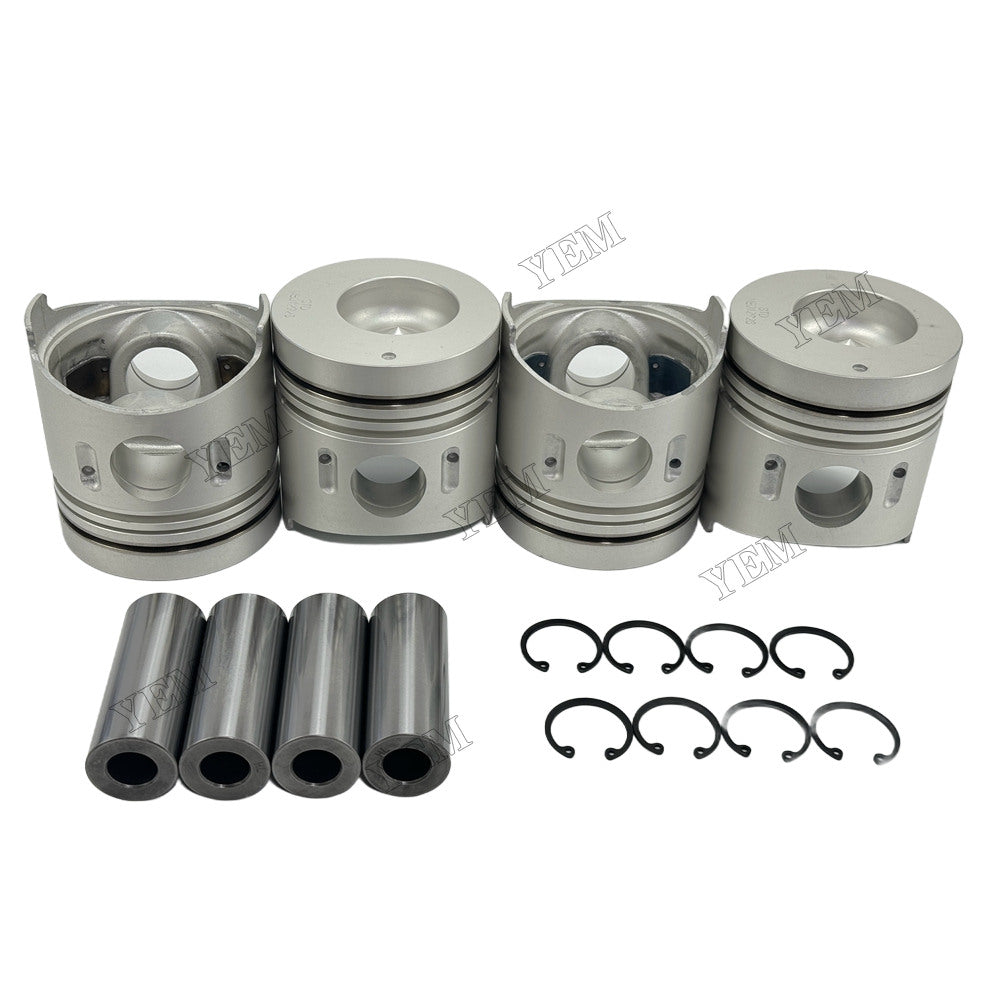 YEM Parts 4 pcs Piston with Pin and Circlips STD ME012928 for Mitsubishi 4D34 Engine