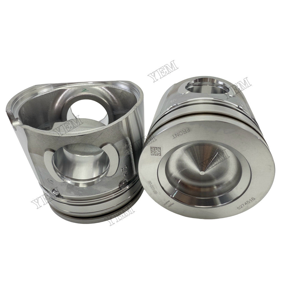YEM Parts 6 pcs Piston with Pin and Circlips STD 3920691L for Komatsu 6D107 Engine For Komatsu