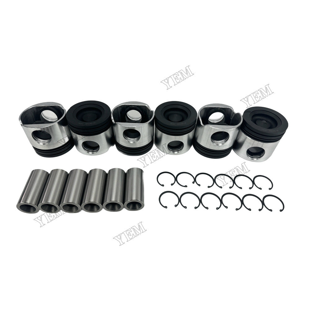 YEM Parts 6 pcs Piston with Pin and Circlips STD 4941395 3966721 for Cummins 6L Engine For Cummins