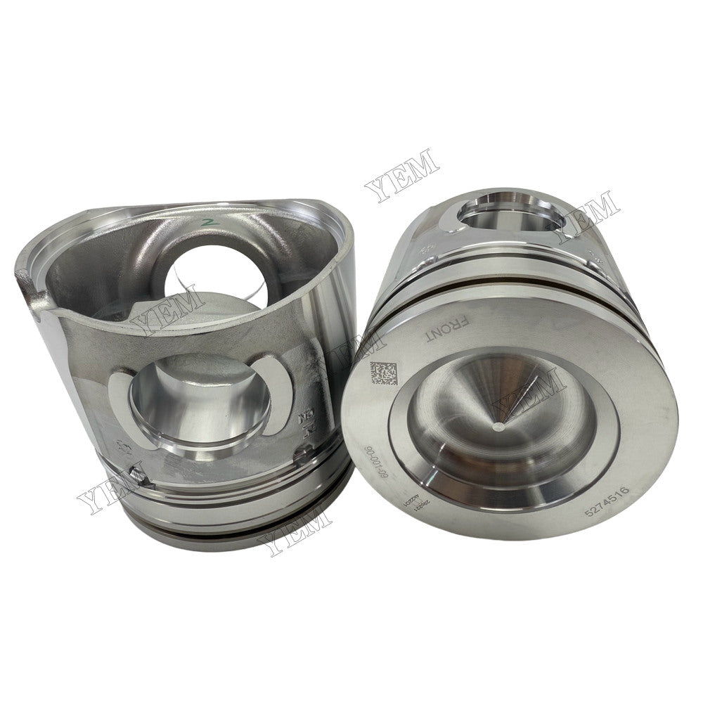 YEM Parts 6 pcs Piston with Pin and Circlips STD 5174516F for Cummins QSB7 Engine For Cummins