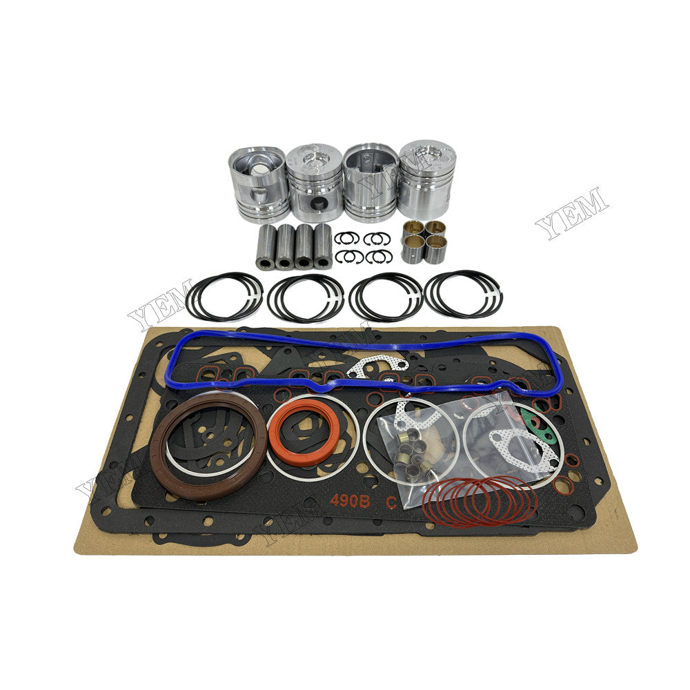 YEM Parts 4 pcs Piston & Ring Set with Overhaul Kit for Xinchai A490BPG Engine