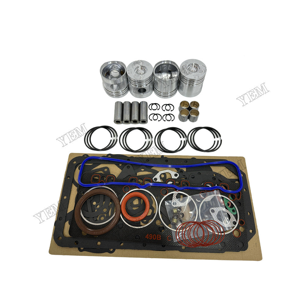 YEM Parts 4 pcs Piston & Ring Set with Overhaul Kit for Xinchai A490BPG Engine For Xinchai