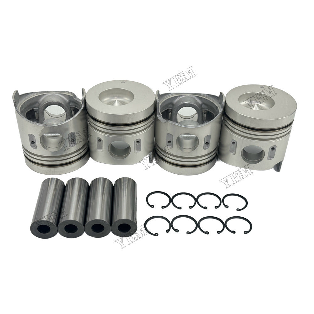 YEM Parts 4 pcs Piston with Pin and Circlips STD ME018277 for Mitsubishi 4D32, 4D34 Engine
