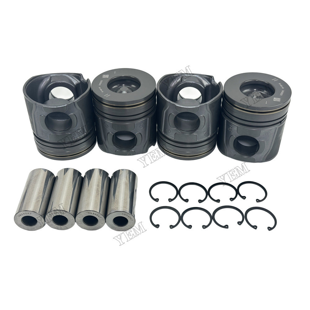 YEM Parts 4 pcs Piston with Pin and Circlips STD 5292943 for Cummins F3.8S3141 Engine