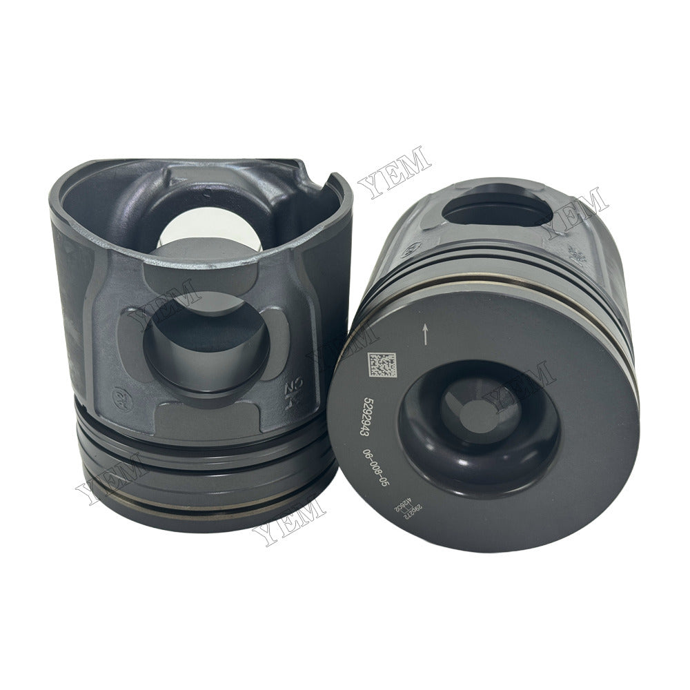 YEM Parts 4 pcs Piston with Pin and Circlips STD 5292943 for Cummins ISF3.8 Engine For Cummins
