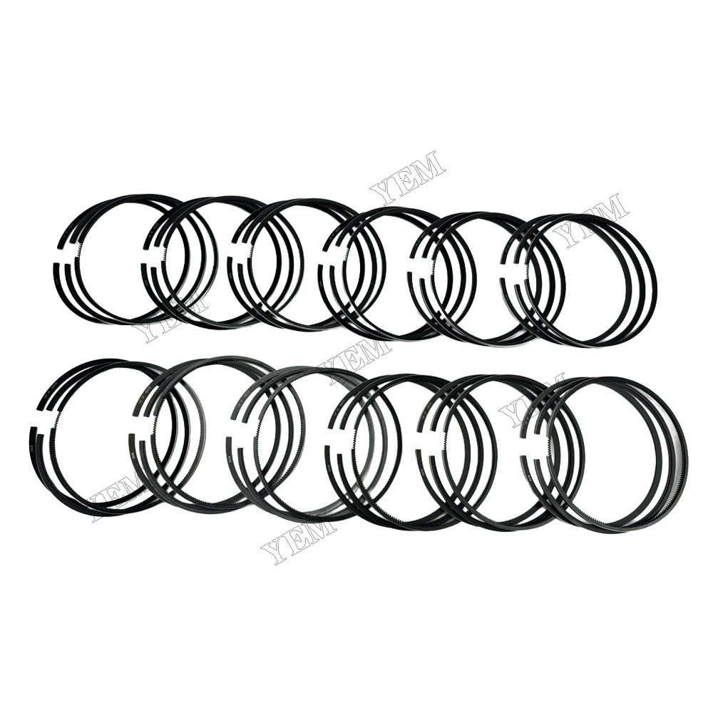 YEM Parts 12 pcs Piston Rings Set STD 4081176 3090450 for Cummins KTA38 Engine