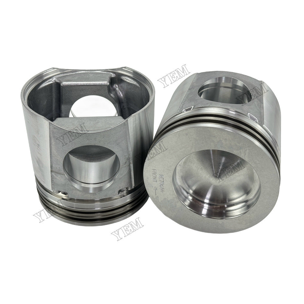 YEM Parts 6 pcs Piston with Pin and Circlips STD RE70689 for John Deere 6081 Engine For John Deere