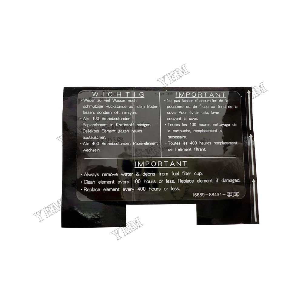 YEM Parts 1E250-88430 Label for Kubota D1105 Diesel Engine Parts