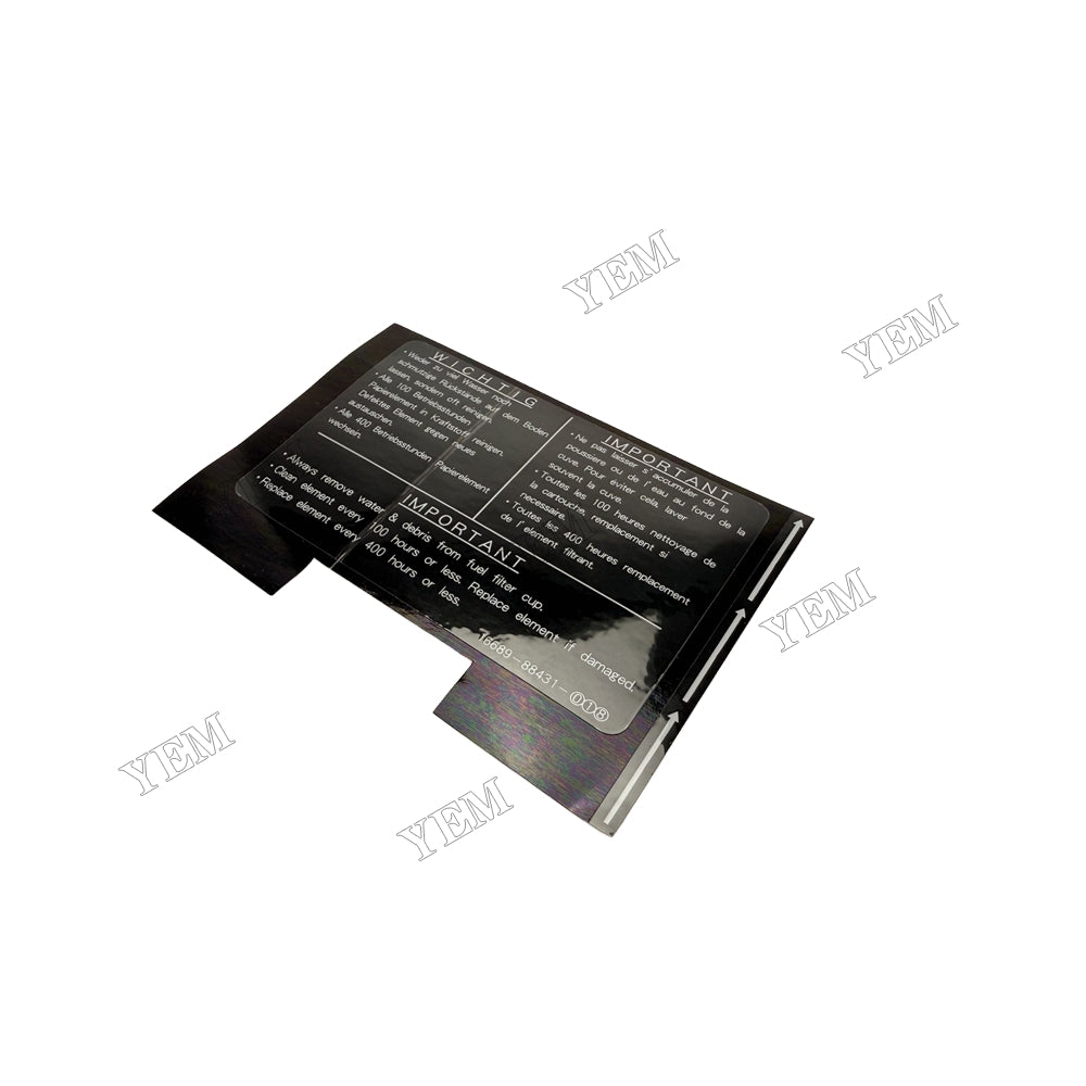 YEM Parts 1E250-88430 Label for Kubota D1105 Diesel Engine Parts For Kubota