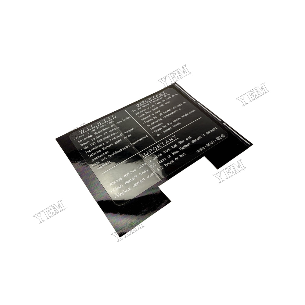 YEM Parts 1E250-88430 Label for Kubota D1105 Diesel Engine Parts For Kubota