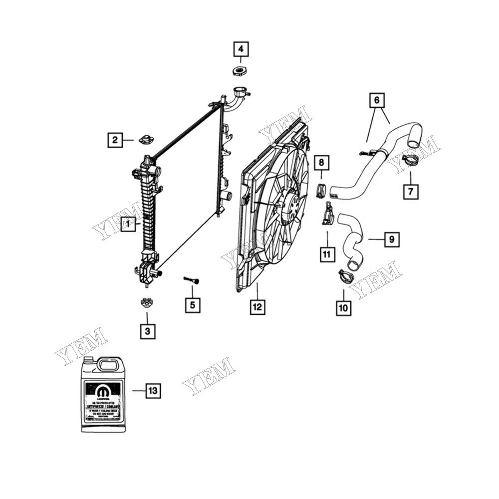For Dodge Durango Jeep Grand Cherokee 2011-2023 Water Tank Radiator 52014529AB 55038185AE For Dodge
