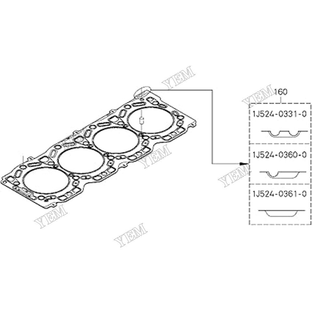 For Kubota Engine V6108 Tractor M126GXDTC M126XDTC M126XDTPC M135GXDTC M135XDTSC Cylinder Head Gasket 1G410-03310 For Kubota