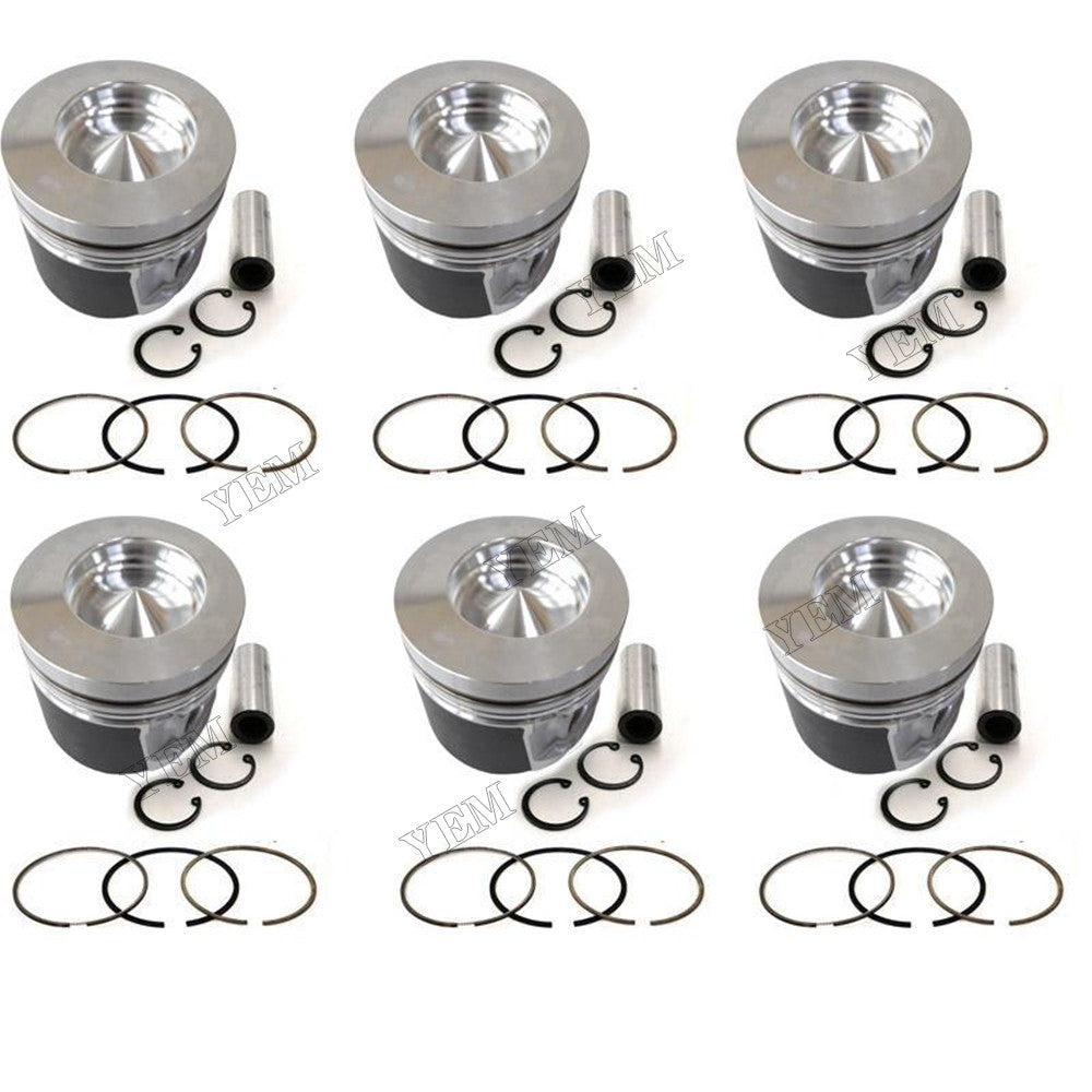 For Deutz Engine TCD6L20122V Volvo Excavator EC210B Caterpillar Dozer D6E 6 Pcs Piston Kit 04501382