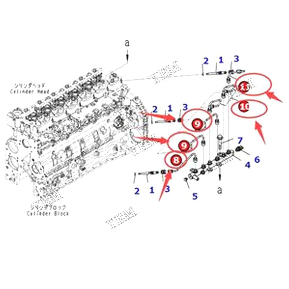 For Komatsu SAA4D107E SAA6D107E Engine 1 Set Tube 6754-71-5220 6754-71-5230 6754-71-5210 6754-71-5240
