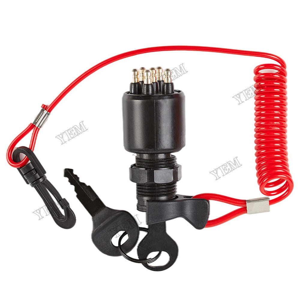 For OMC Johnson Evinrude BRP 40-200HP Outboard Motor Ignition Switch & Keys with Safety Lanyard 175974 For OMC
