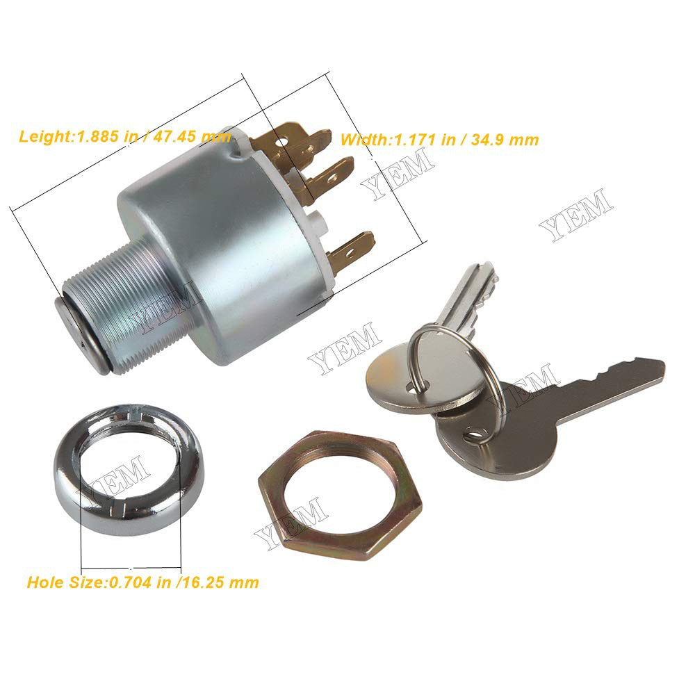 For Car Motorcycle Boat Tractor Trailer Digger 3 Position 5 Terminal Wire Ignition Starter Switch With 2 Keys 31973K4183 SPB501 551508G YEMPARTS