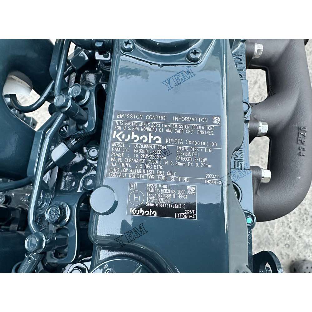 For Kubota Engine D1703-DI Complete engine assembly 2200 rpm 18.2kw Serial Number: 1J335-27000 For Kubota