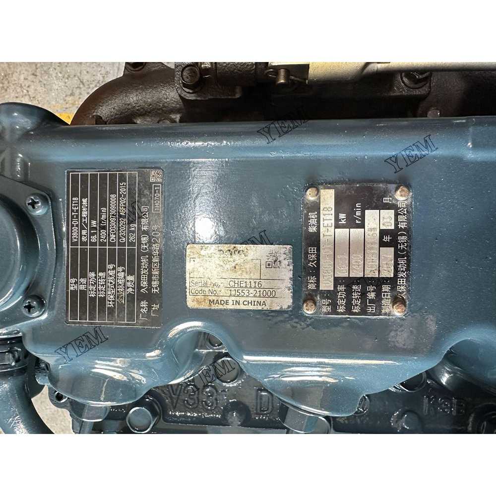 For Kubota Engine V3800-T Complete engine assembly 2400 rpm 66.1kw Serial Number: CH1116 For Kubota