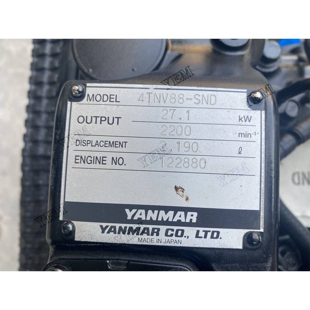 For Yanmar Engine 4TNV88-S Complete engine assembly 2200 rpm 27.1kw Serial Number: 122880 For Yanmar