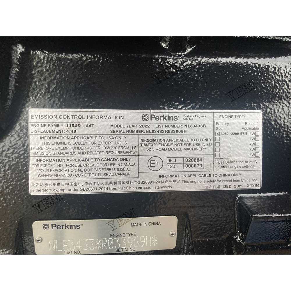 For Perkins Engine 1104D-44T/3054C Complete engine assembly 2200 rpm 57.5kw Serial Number: NL83433R033969H For Perkins