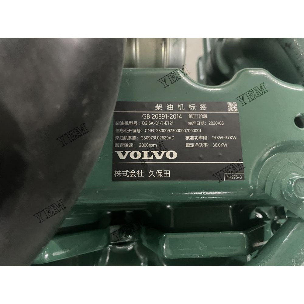 For Volvo Engine D2.6A Complete engine assembly 2000 rpm 36.0kw Serial Number: CLJ2892 For Volvo