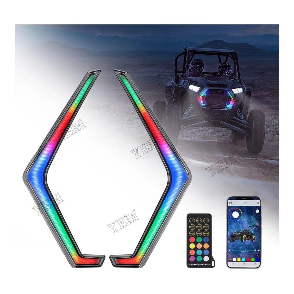 For Polaris UTV RZR XP 4 1000 2 Pcs LED Turn Signal RGB Fang Accent Light B0801-02102CL