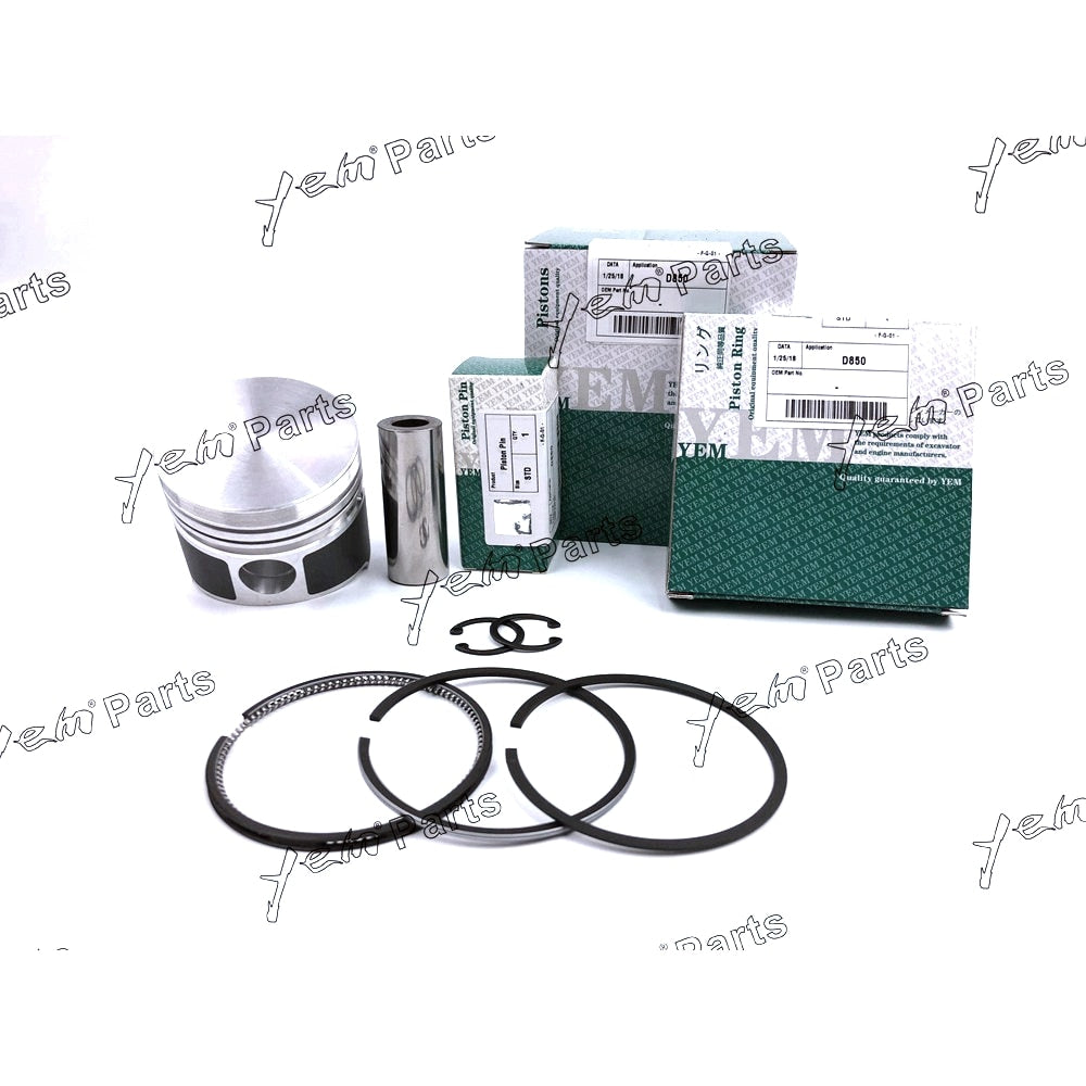 YEM Engine Parts 3 Set STD Piston With Piston Ring 15956-21110 Fit For Kubota D850 Engine For Kubota