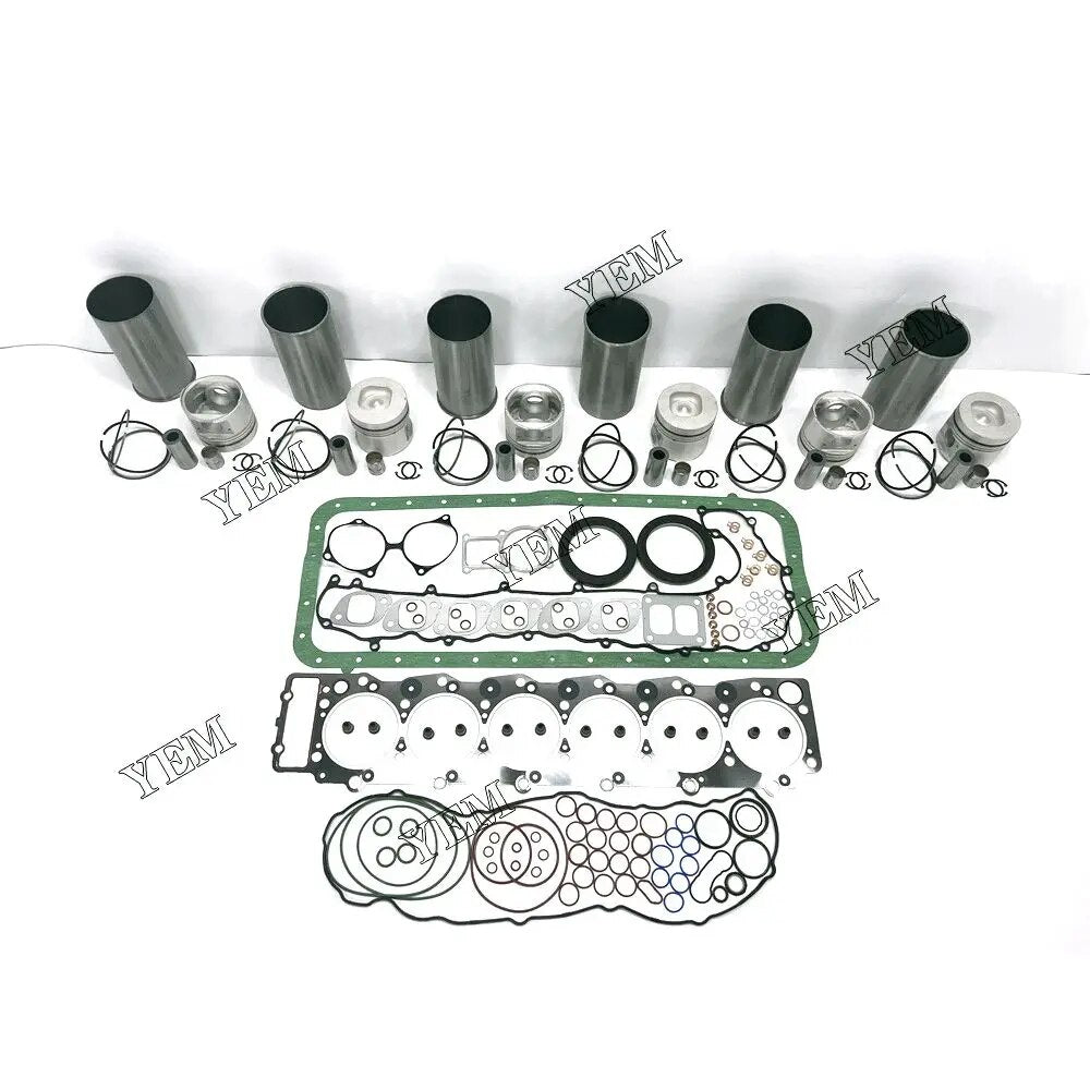 For Isuzu excavator engine 6HE1 Rebuild Kit With Liner Piston Rings Full Gasket Kit YEMPARTS