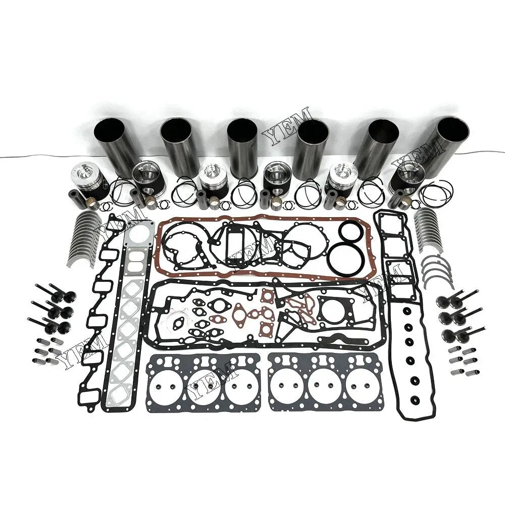 For Doosan excavator engine DE12T Rebuild Kit With Valves Engine Bearings Cylinder Liner Piston Rings Full Gasket Kit YEMPARTS
