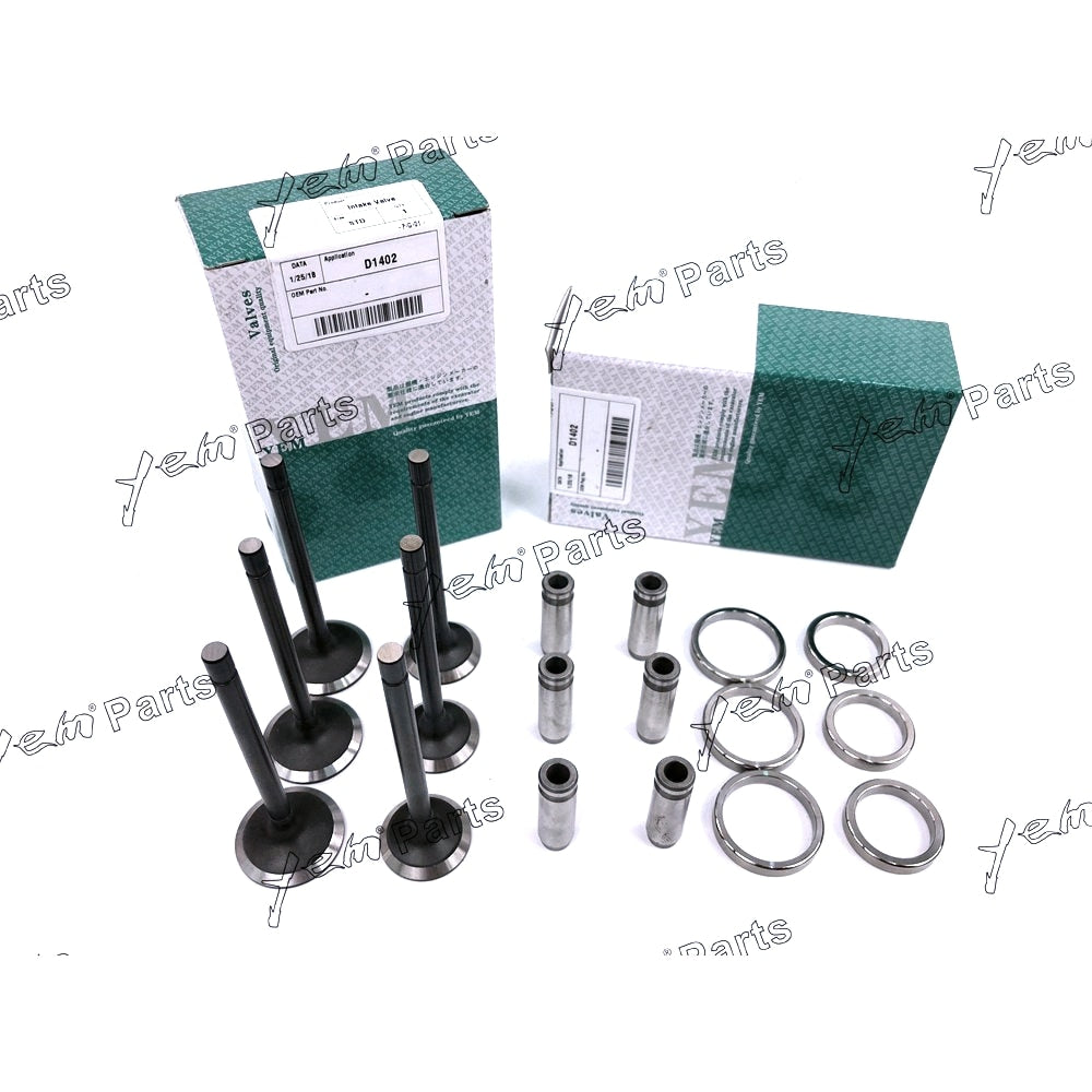 YEM Engine Parts 1 Set Engine Valve Guide Intake Valve & Exhaust Valve W Seals For Kubota D1402 For Kubota