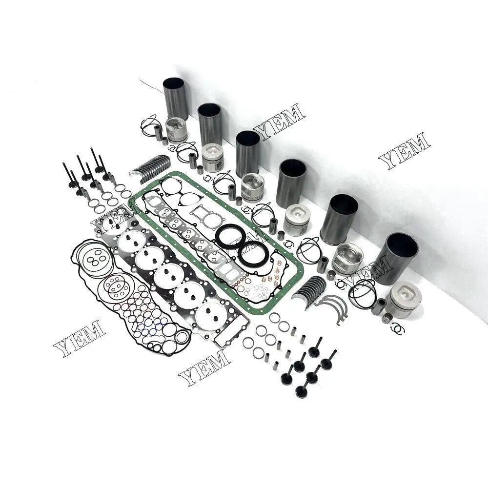 For Isuzu excavator engine 6HE1 Engine Cylinder Liner Kit With Full Gasket Kit Engine Bearings Set Valves YEMPARTS