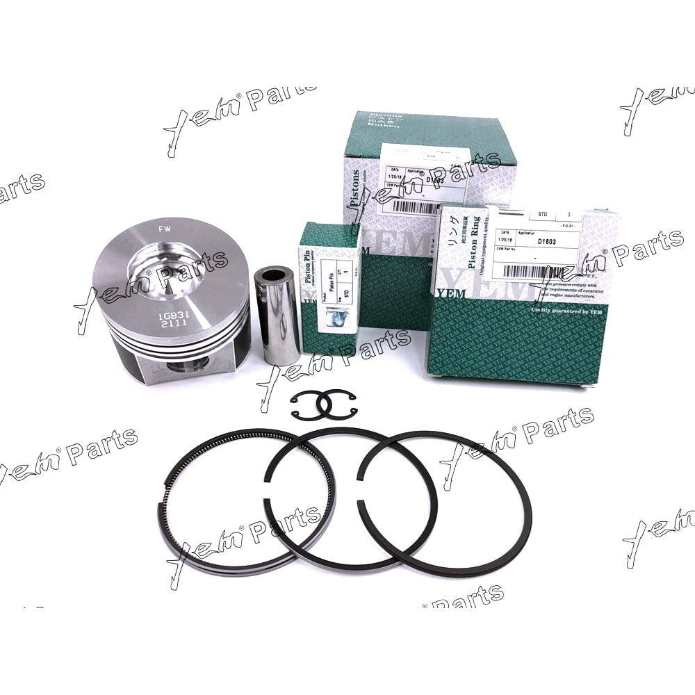 YEM Engine Parts 1 Sets STD Engine Piston & Rings, Clip, Pin For Kubota D1803 D1803-M Engine For Kubota