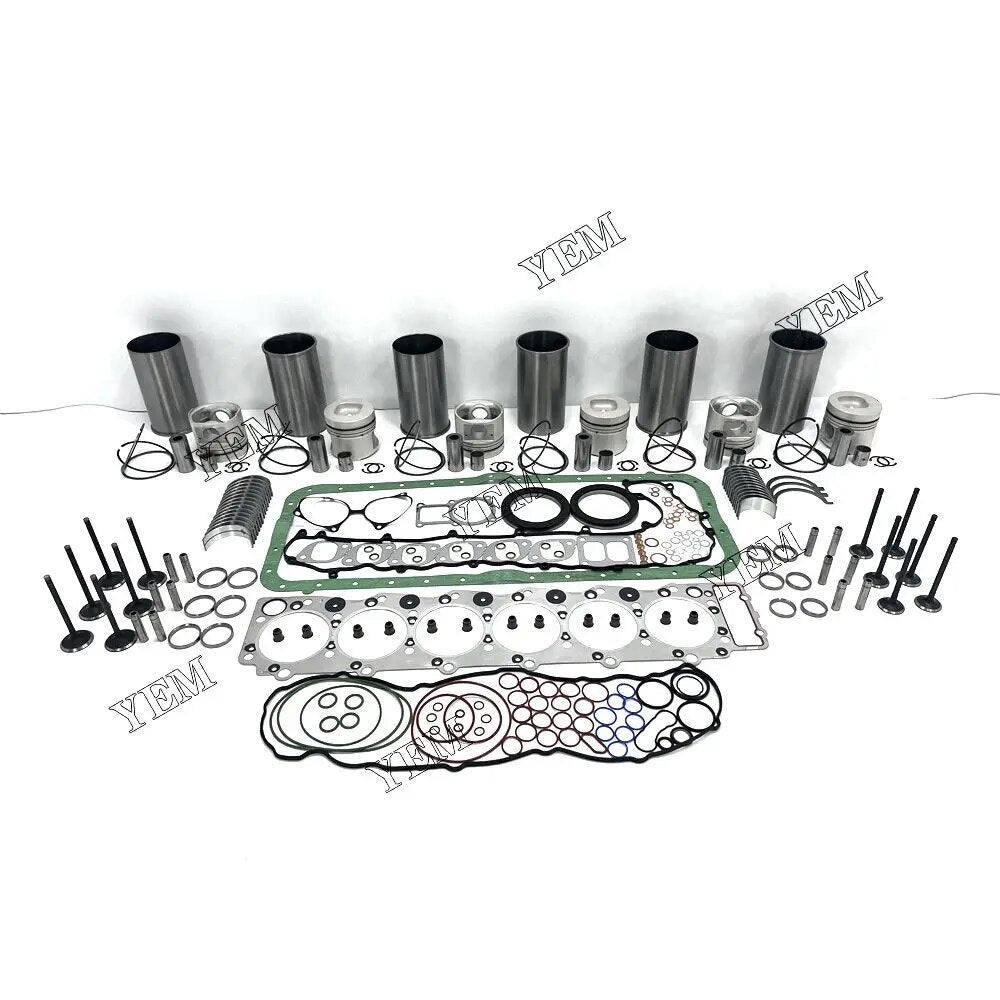 For Isuzu excavator engine 6HE1 Engine Cylinder Liner Kit With Full Gasket Kit Engine Bearings Set Valves YEMPARTS