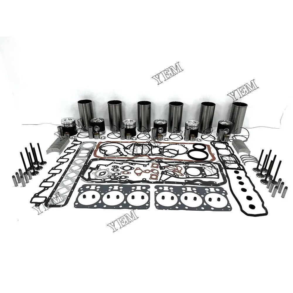For Doosan excavator engine DE12T Rebuild Kit With Valves Engine Bearings Cylinder Liner Piston Rings Full Gasket Kit YEMPARTS