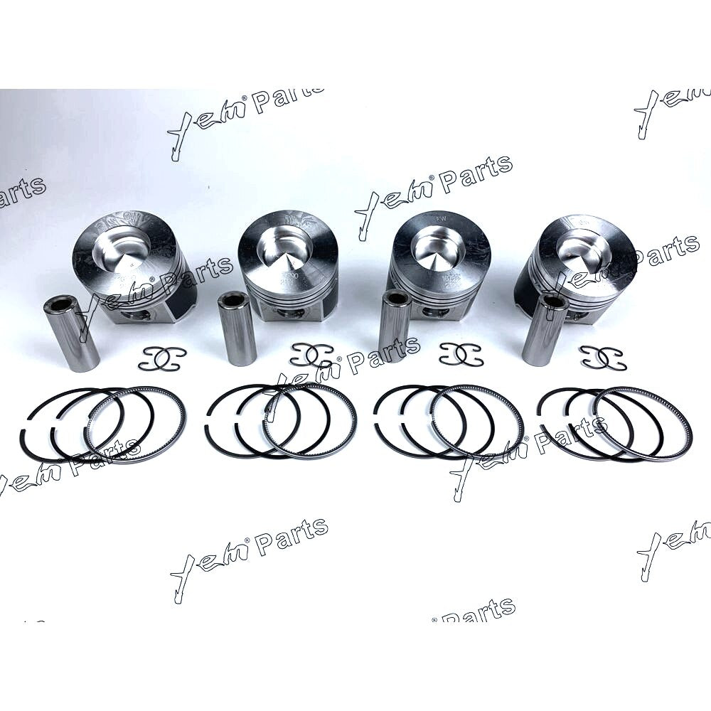 YEM Engine Parts 4 Sets Piston W Rings Oversize 87mm (+0.50mm) For Kubota V2203 Engine For Kubota