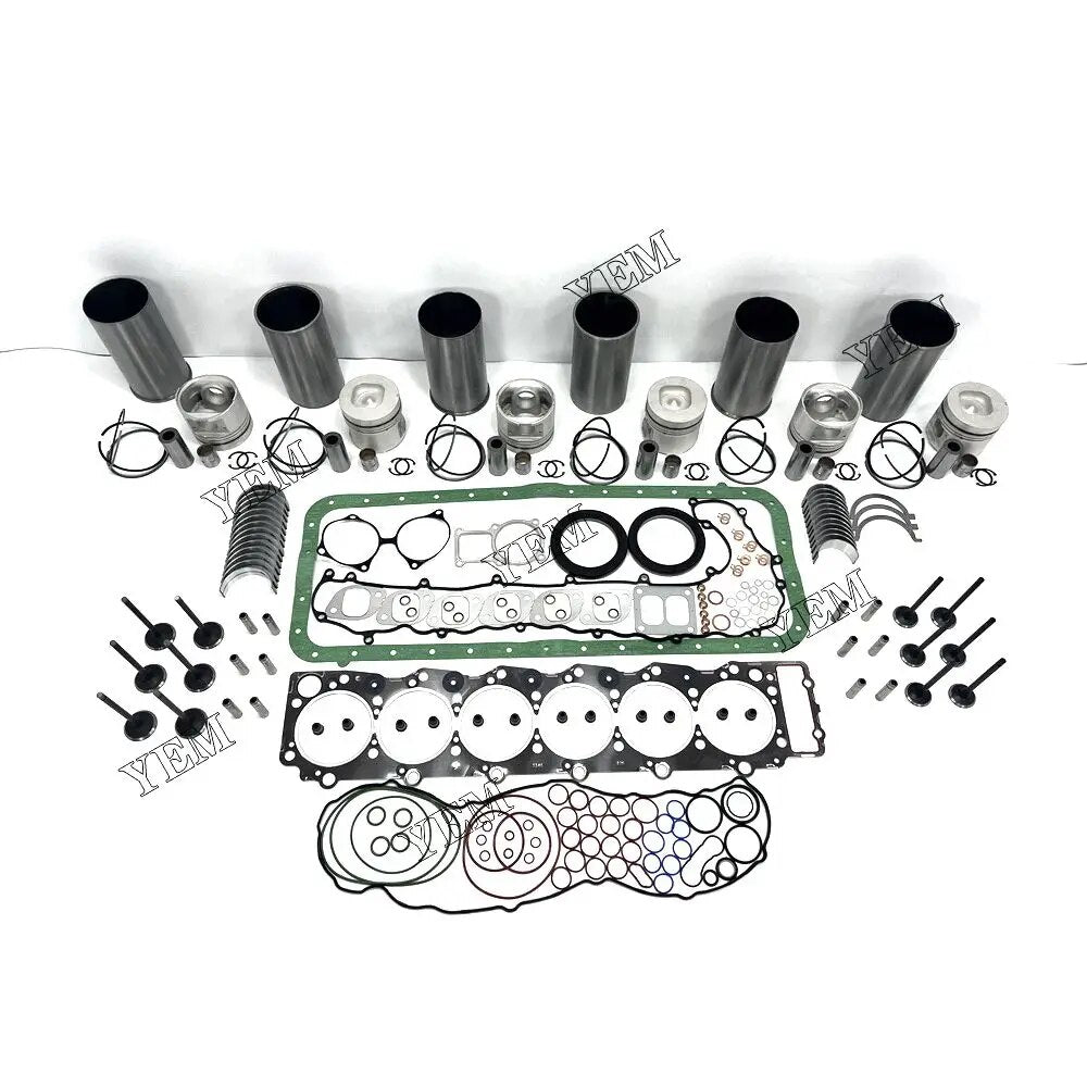 For Isuzu excavator engine 6HE1 Rebuild Overhaul Kit With Bearings Cylinder Liner Piston Rings Full Gasket Set Engine Valves Kit YEMPARTS