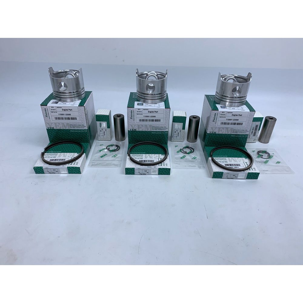 Piston + Ring Kit Set Oversize 67mm (+0.50mm) for Kubota D722 x 3PCS For Kubota