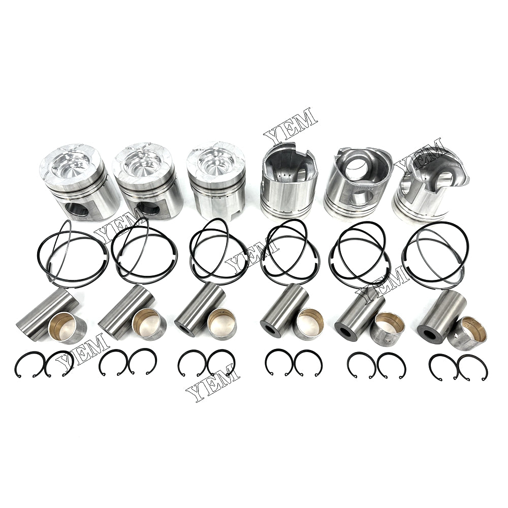Fast Shipping 6PCS 6D125 Piston With Rings For Komatsu engine spare parts YEMPARTS