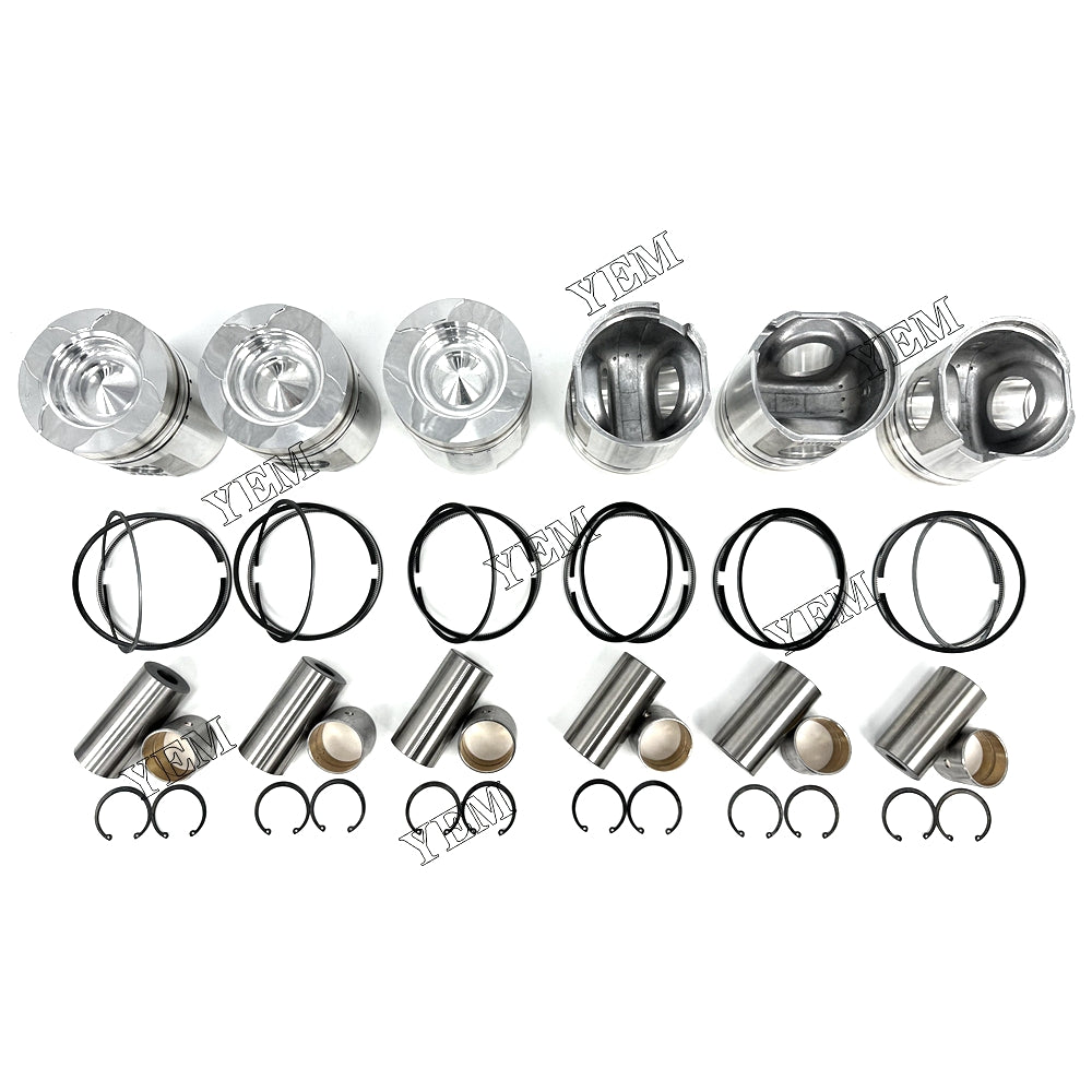 Fast Shipping 6PCS 6D125 Piston With Rings For Komatsu engine spare parts YEMPARTS