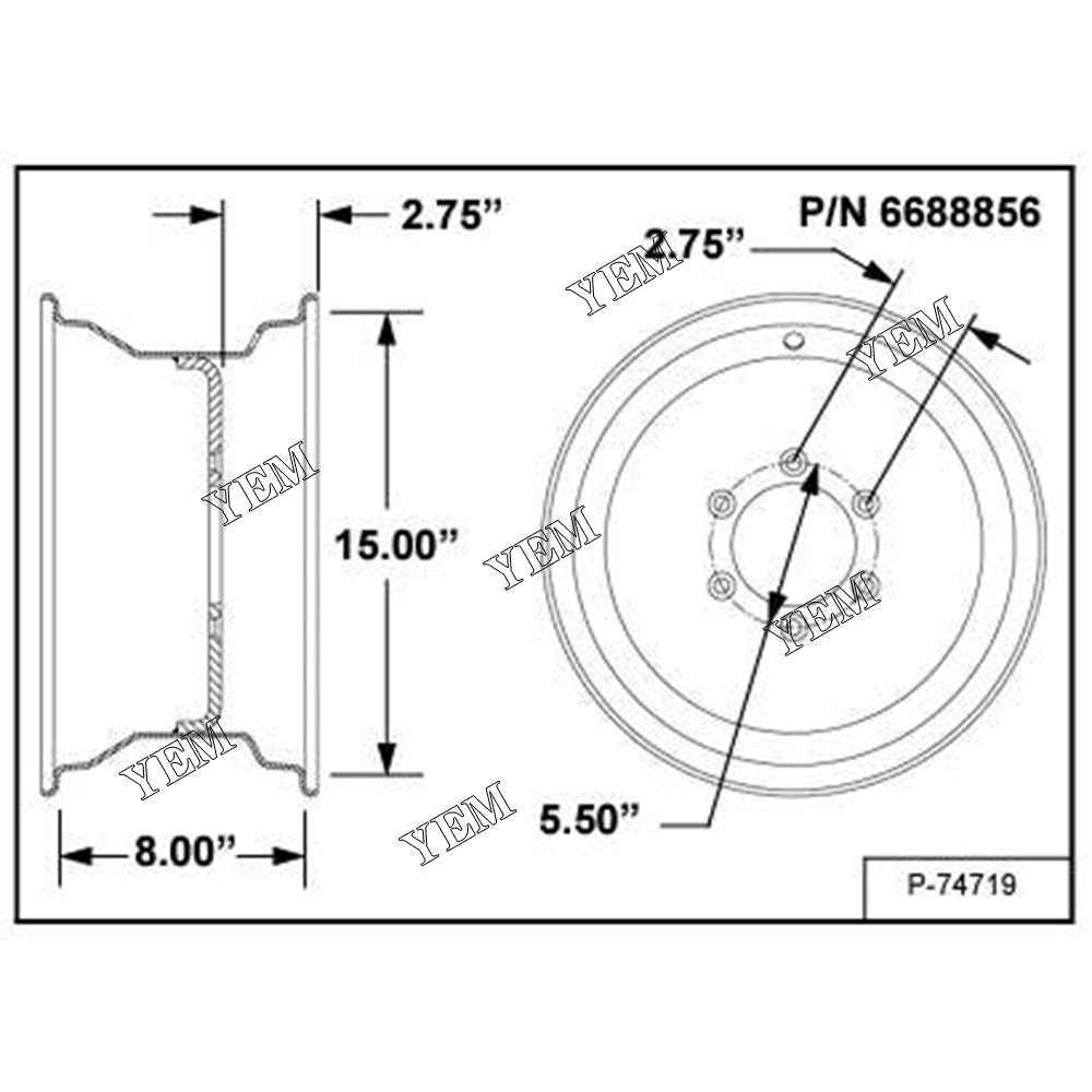 6688856 15*8 Wheel Rim For Bobcat 5600 YEMPARTS
