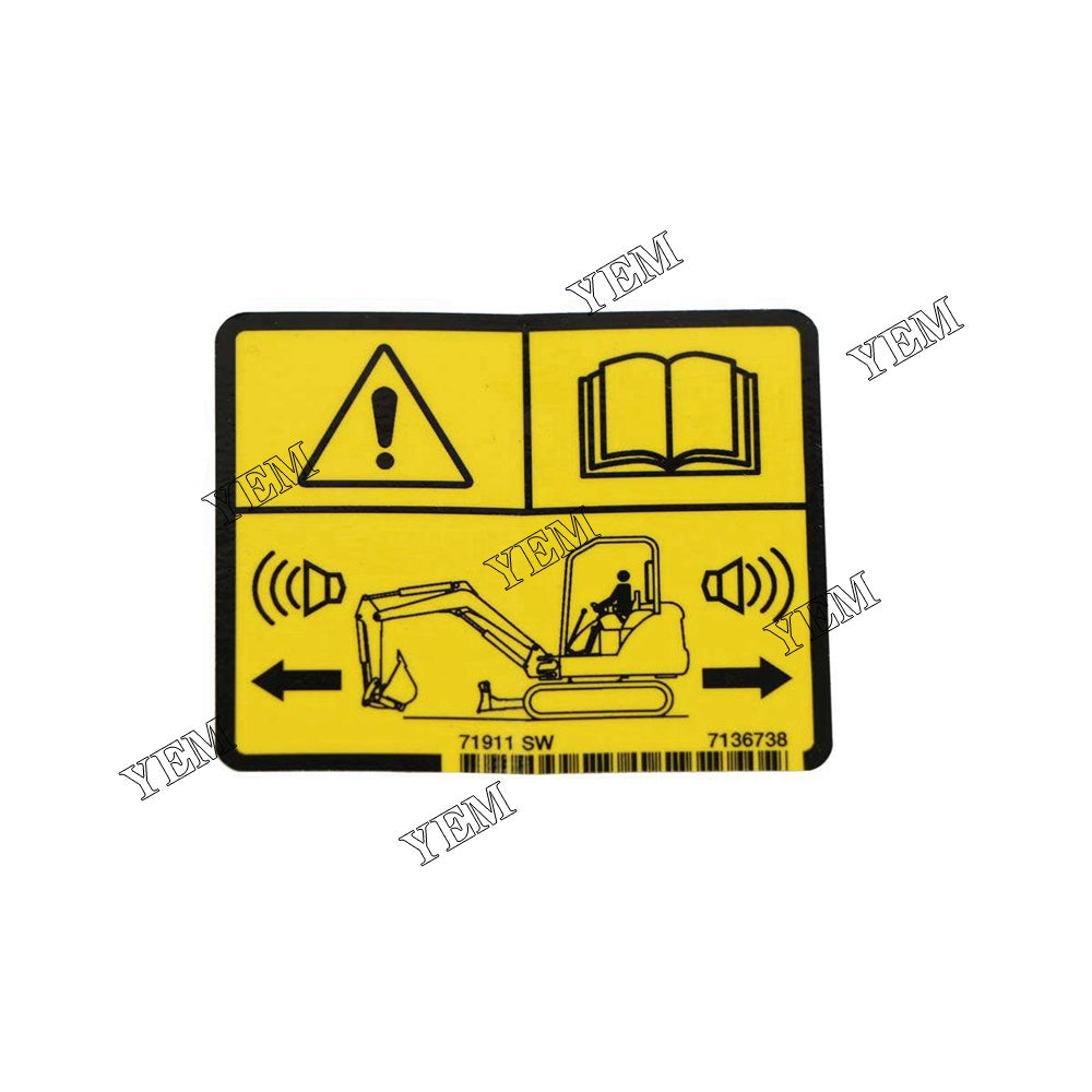 7136738 Decal Warning For Bobcat E17 E17Z E20 E20Z E27Z E35Z E35ZN E42 E50L E55L YEMPARTS